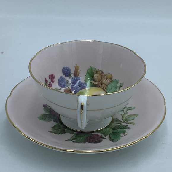 Royal Grafton England Strawberry Pale Pink Bone China Teacup and Saucer - Picture 3 of 10